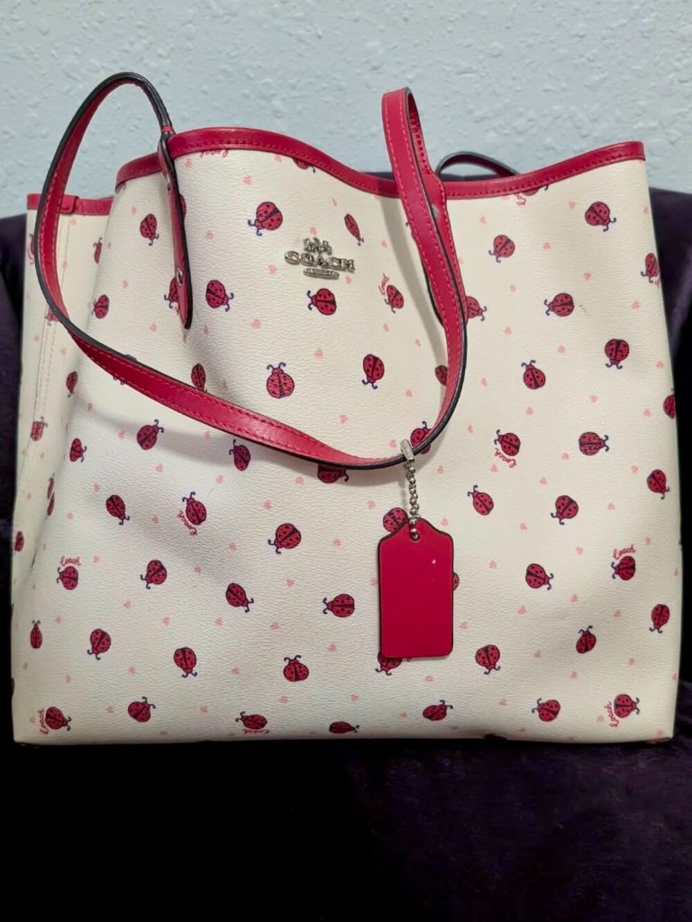 City Tote Bag With Ladybug and Heart Print | COACH®